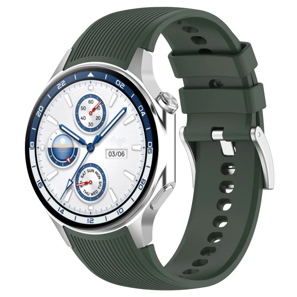 New Silicone Watch Strap Replacement Breathable Bracelet Needle Buckle Stripe Pattern Watchband for Oppo Watch X/Oneplus Watch2