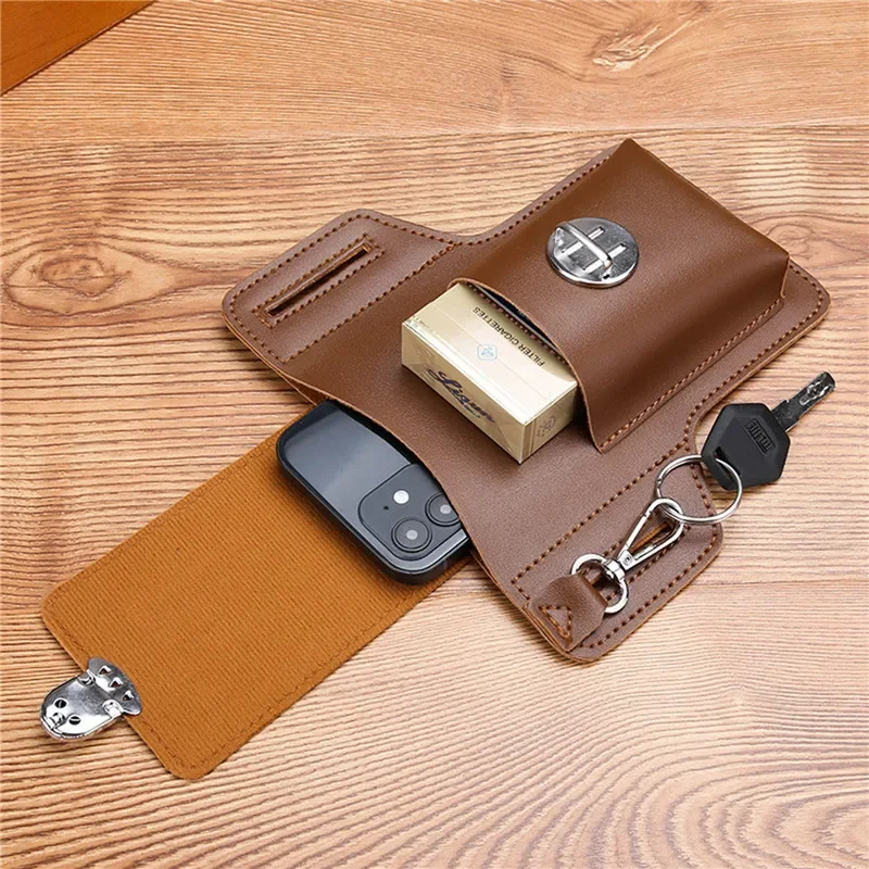 New Belt Leather Case Vertical Portable Phone Waistpack Card Bag Can Be Keyed Pu Leather Gift