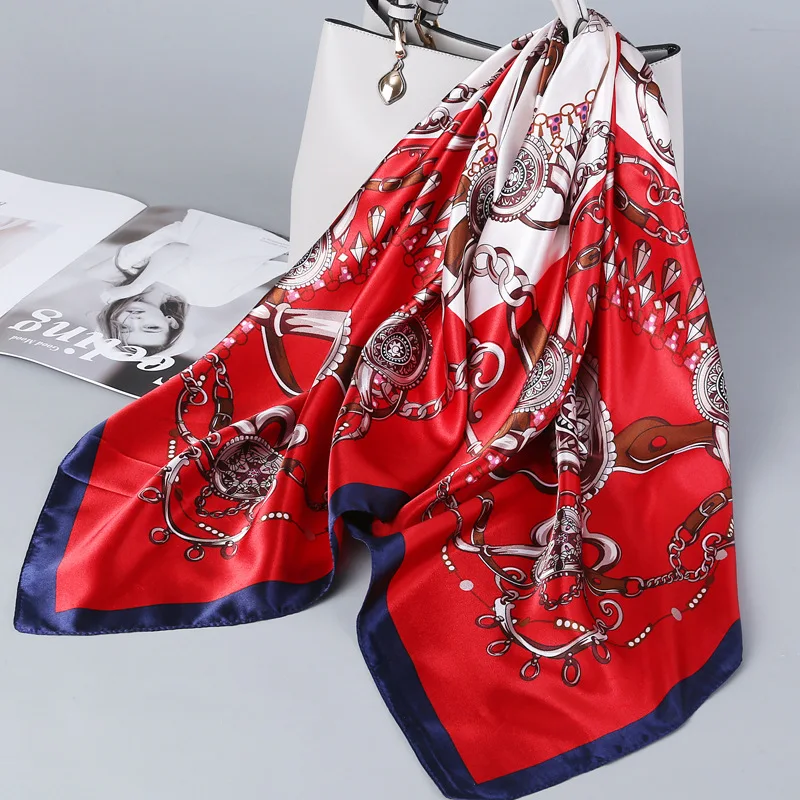 

Small Silk Scarf for Women, Large Square Scarf, Gauze Scarf for Spring, Autumn, and Winter, Paired with a Shirt, for Middle-Aged Mothers, Square 90×90 Thin Scarf