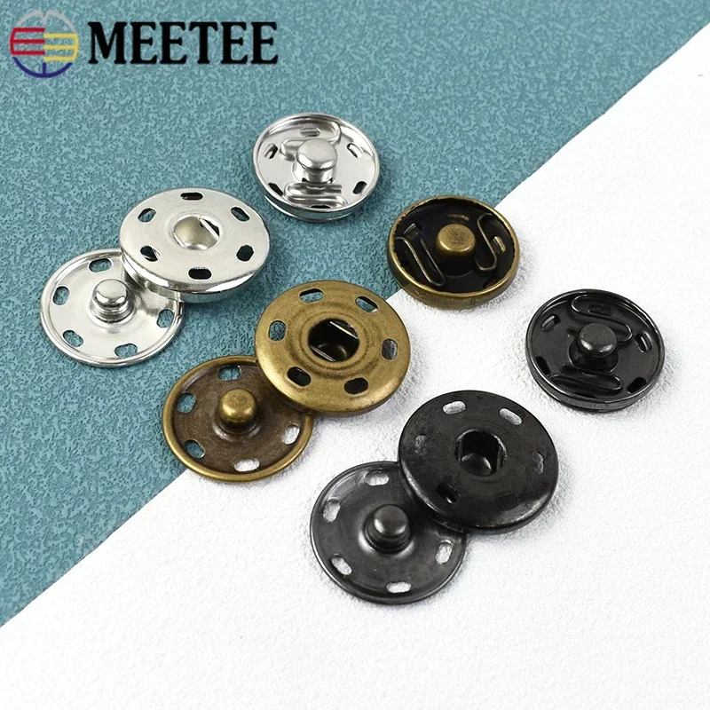 Meetee 100 zestawów 8-30mm metalowy zatrzask mosiężny zatrzask zatrzaskowy przycisk do szycia guziki DIY kurtka odzież akcesoria do scrapbookingu C7-2