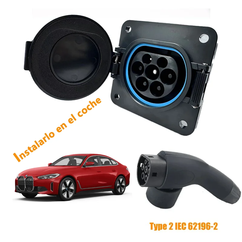 Electric Vehicle Cars Charging Adaptor Evse Type 2 EV Inlet Sockets 16A-32A 1P 3 Phase for IEC 62196-2 EV Charger Adaptor Plug