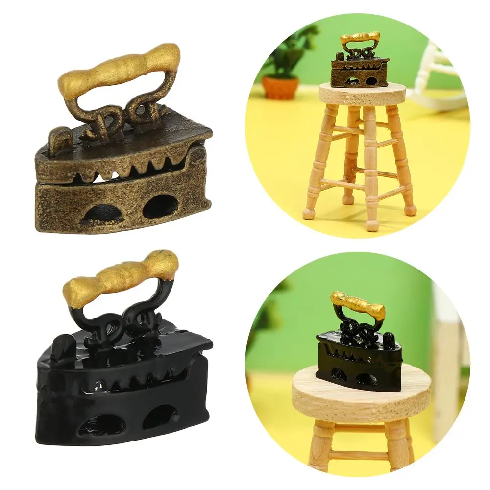 1:12 Scale Dollhouse Miniature Iron Doll House Furniture Doll Accessories Ironing Clothes Mini Vintage Tool