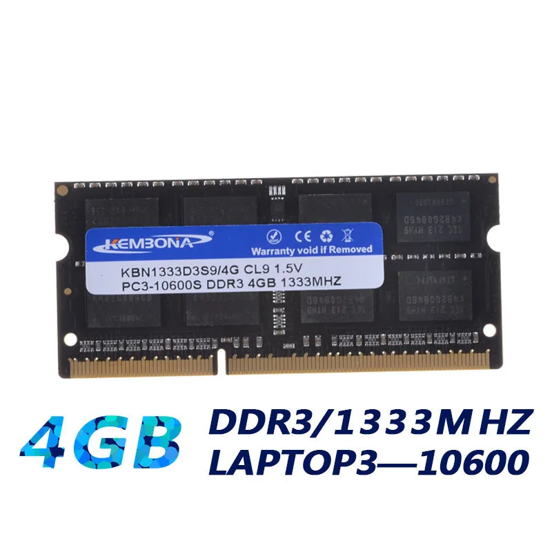 KEMBONA New Sealed DDR3 1333mhz 4GB (for all motherboarnd) PC3 10600 4GB SO-DIMM RAM Laptop Notebook MEMORY Lifetime warranty