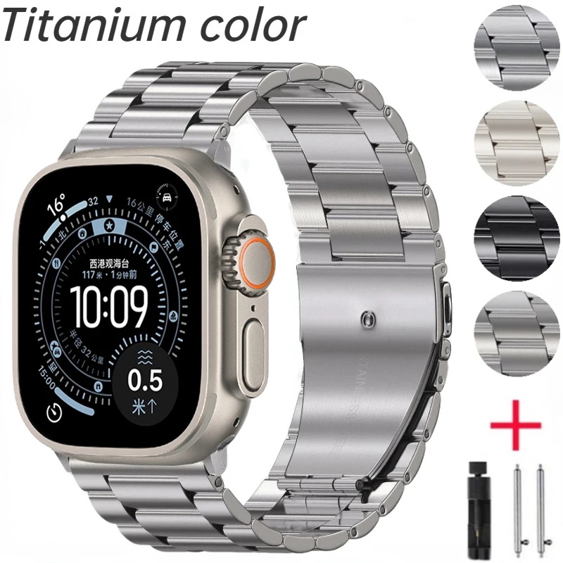

Металлический ремешок для Apple Watch band UItra 49 мм 8 7 45 мм 41 мм, браслет из нержавеющей стали для Iwatch series 6 5 4 SE 44 мм 42 мм 40 мм 38 мм Correa