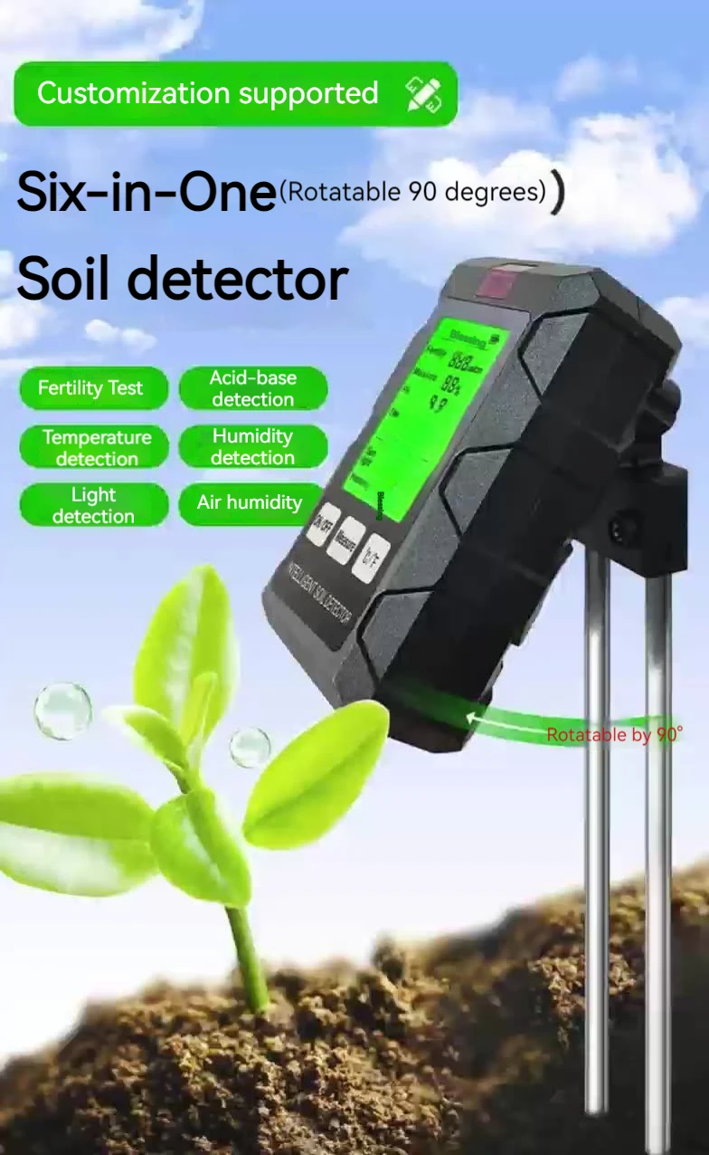 Multi-Function Soil Detector PH Moisture Temperature Sunlight Air Fertility 6-in-1