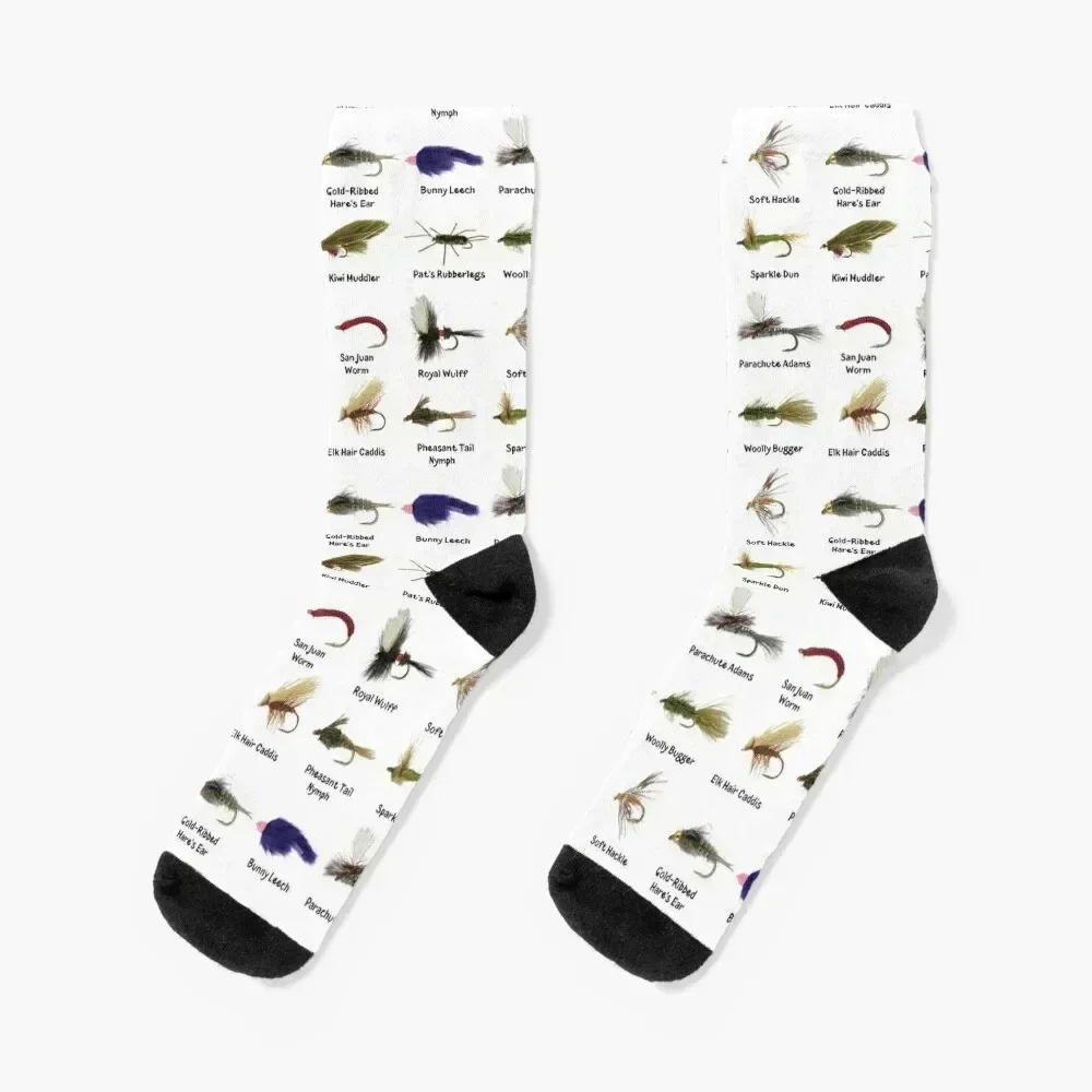

Fly Fishing Flies Fisherman Gift Socks Run anti-slip sports stockings Socks Girl Men's