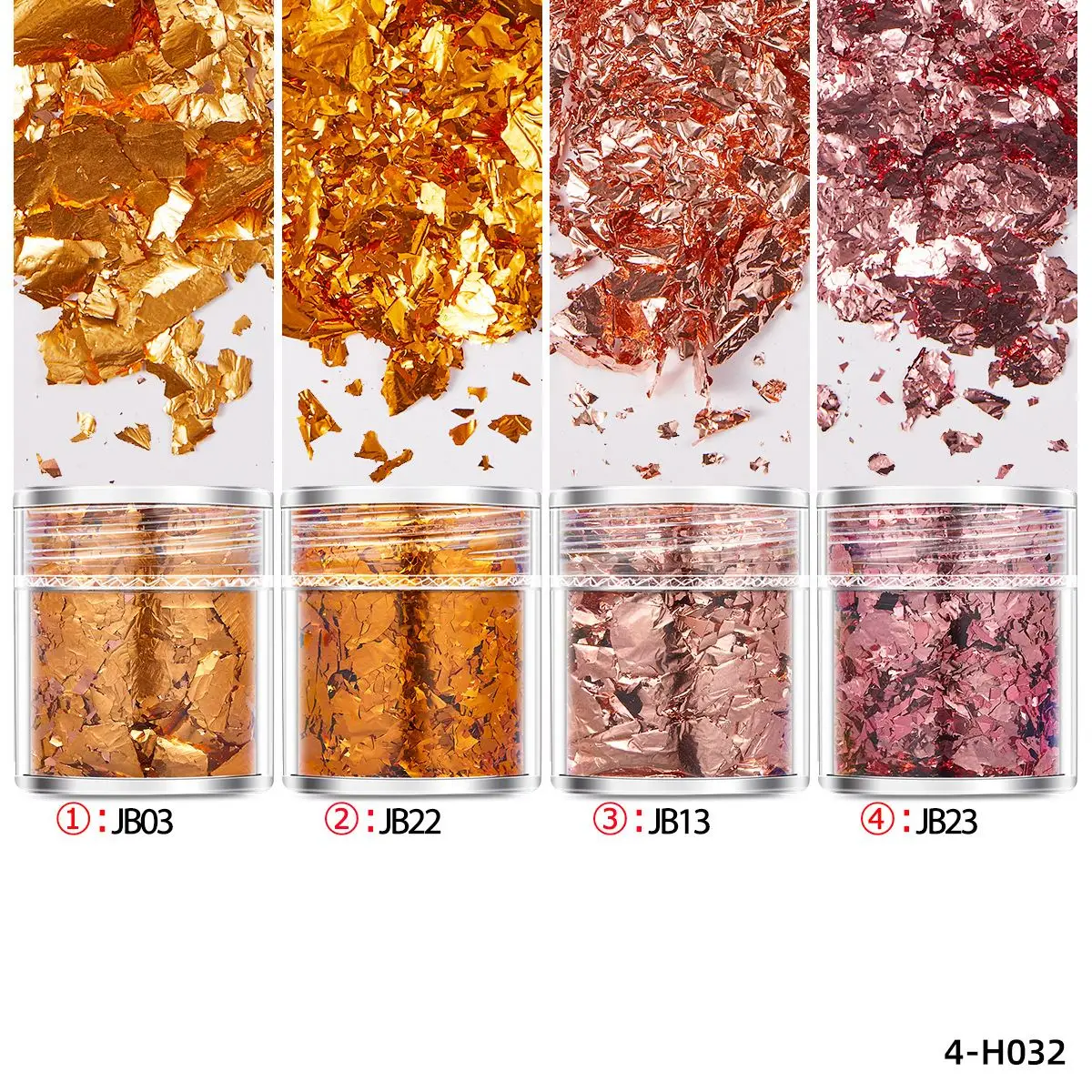 4Bottles/Set Gold Foil Leaf Flake Craft For Epoxy Resin Mold Jewelry Making Decoration Gold Foil Paper Nail Art Glitter Supplies
