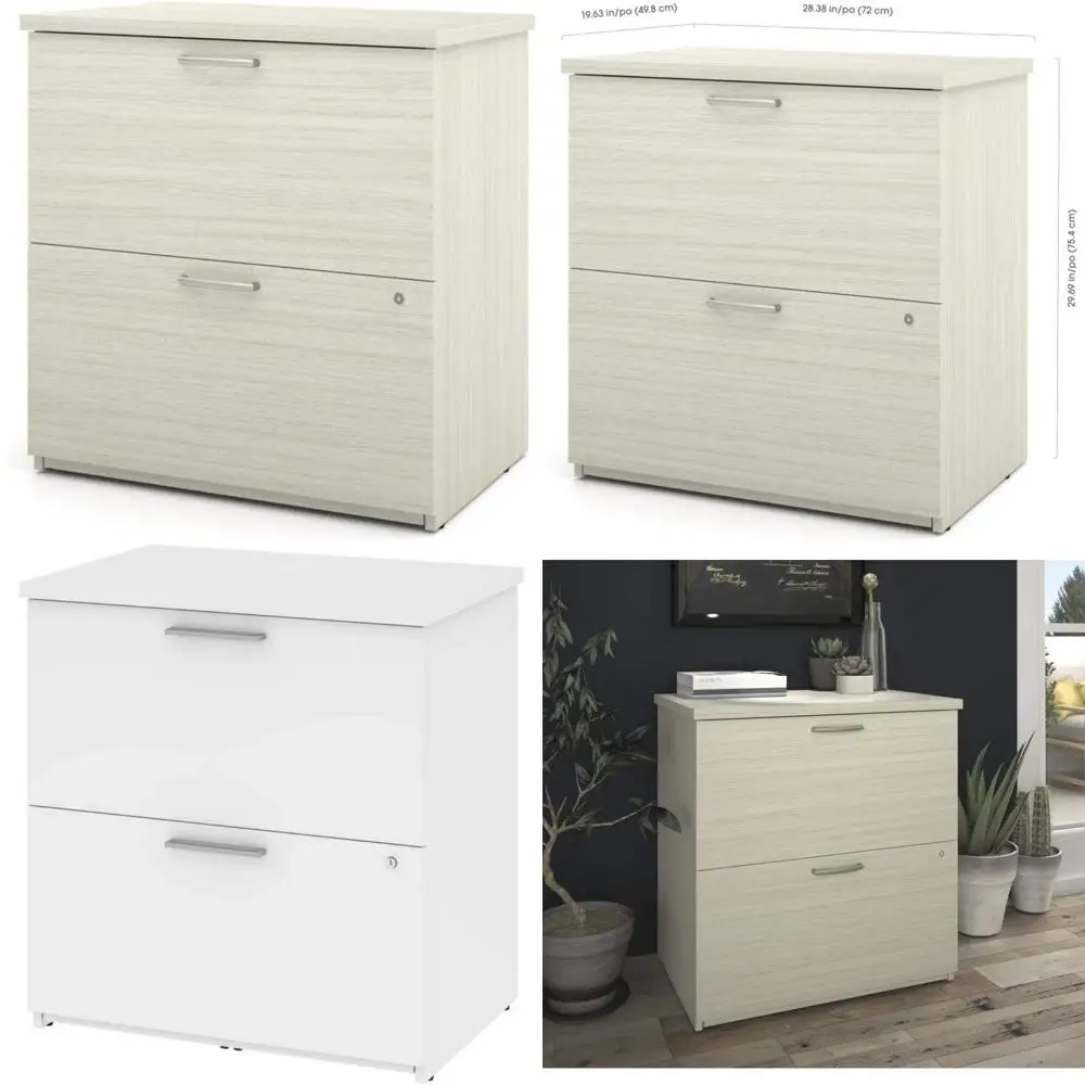 White Chocolate Finish 29W Lateral File Cabinet with Universal Storage Solutions
