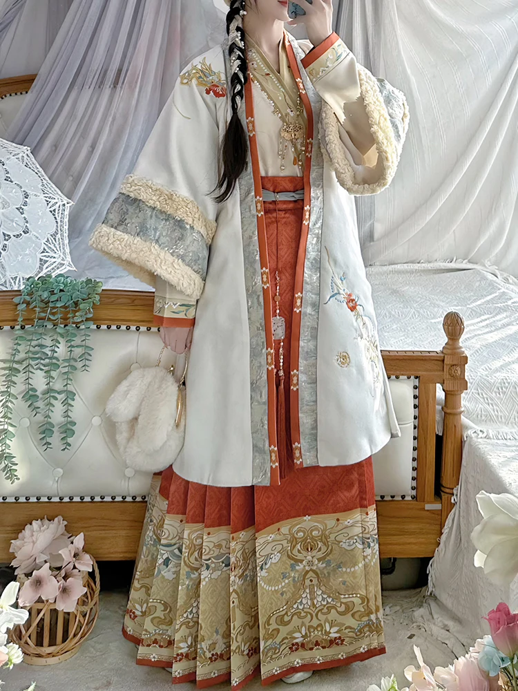 Hanfu, Song Dynasty, Changzhi, Jiaozi, Cross necked Horse Face Skirt, Daily Autumn and Winter New Year's Eve Dress