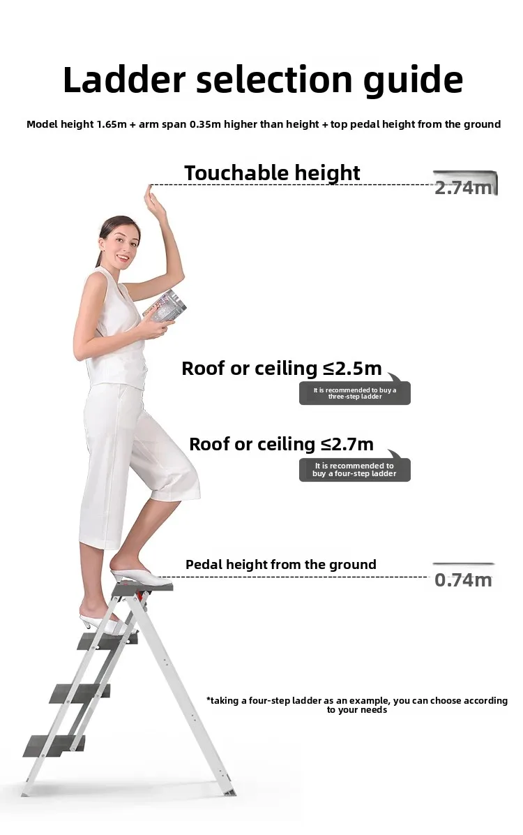 Thickened Two-step Straight Ladder Household Folding Ladder Stool Outdoor Car Washing Ladder Indoor Kitchen A-frame