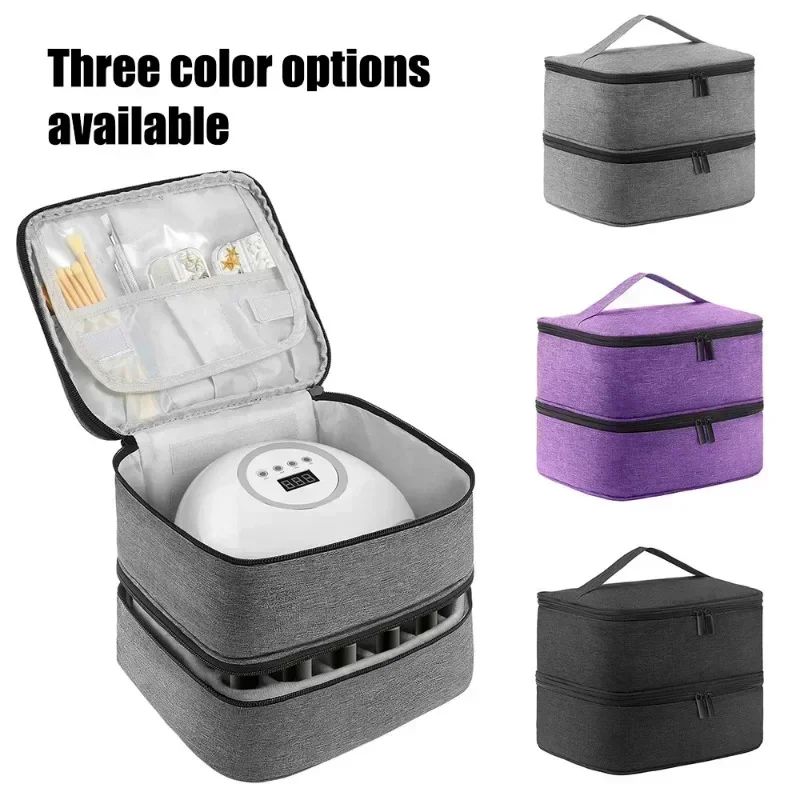 Double Layer 30 Nail Polish Storage Bag Essential Oil Bag Portable Cosmetic Nail Care Kit Nail Care Tool Storage Box Compartment image 2