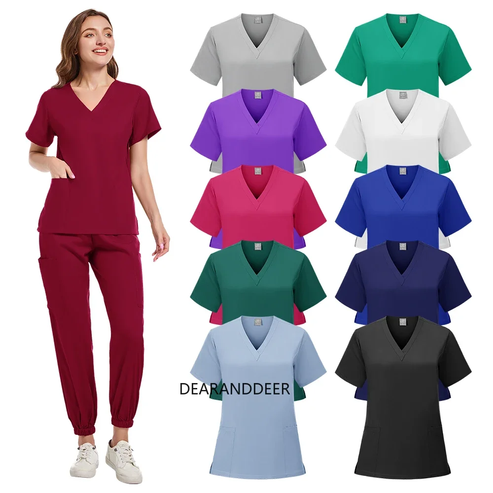 

Medical scrub set, hospital doctor's surgical uniform, nurse accessories, unisex for dental clinic and laboratory workwear