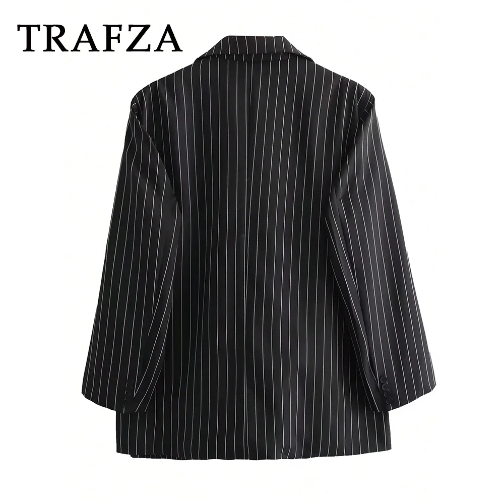 TRAFZA 2024 Spring Summer Office Lady Blazers Fashion Chic Casual Solid Single Breasted Elegant Oversized Shrug Women Blazers