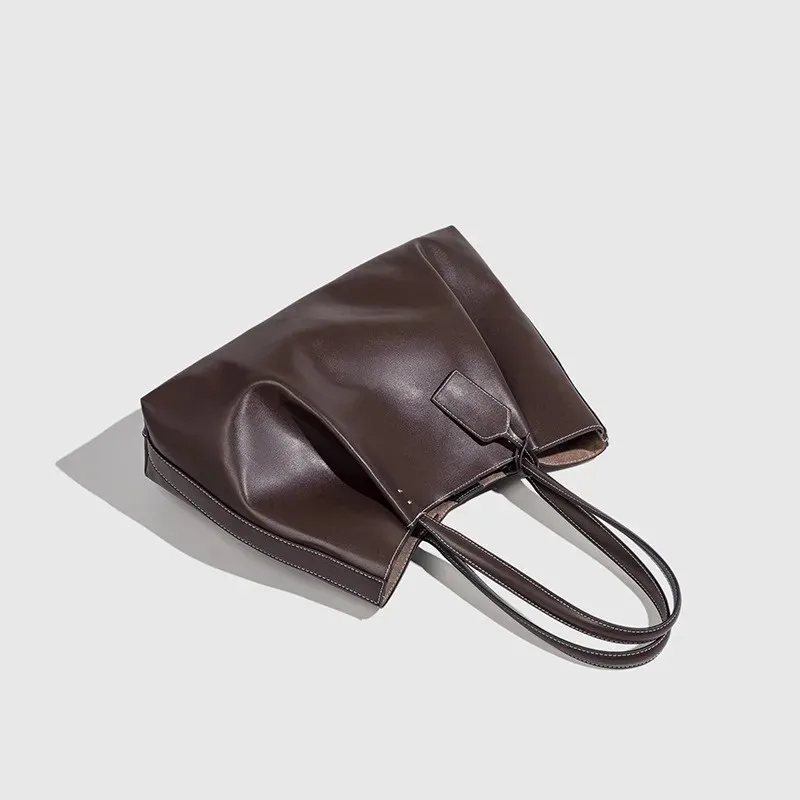 CLIP TOTE BAG, Damen Luxus-Handtasche im Modedesign, Einfarbige Schlichte Schultertasche, Hochwertige PU-Leder Handtaschen – Detail 9