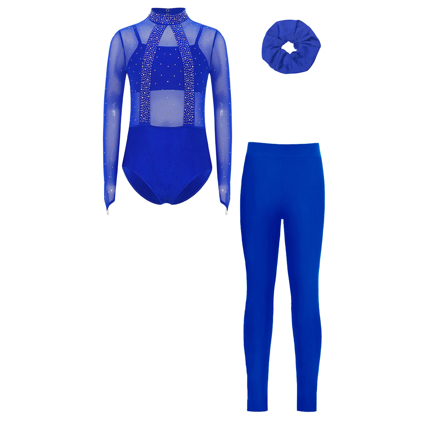 أطفال بنات لامعة الراين بقماش شفاف الباليه الرقص الجمباز يوتار مع سترة طماق لأداء اليوغا التزلج على الجليد