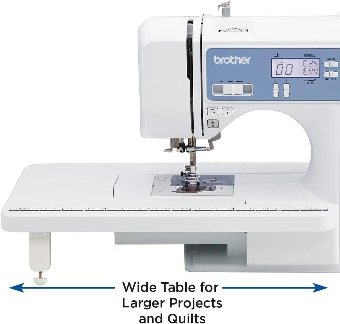 Quilting Machine, Computerized, 165 Built-in Stitches, LCD Display, Wide Table, 8 Included Presser Feet, White