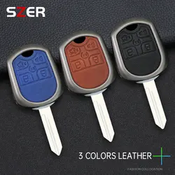 Zinc Metal Leather Car Key Case Shell For Ford Mustang Expedition Edge Explorer Focus Taurus X Escape Accessories Keychain