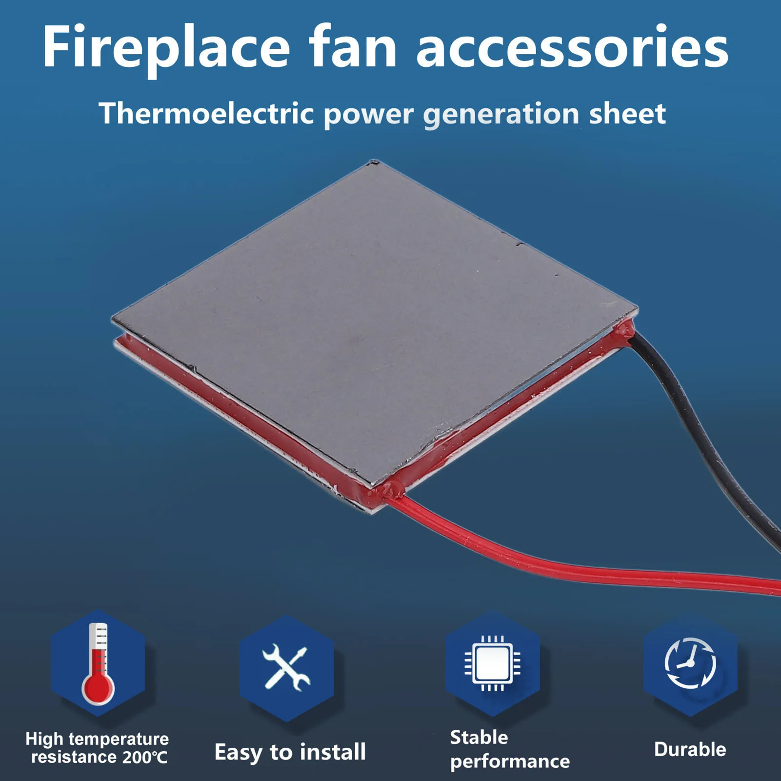 2Pcs Fireplace Fan Power Generation Sheet Heat Powered Wood Stove Fan Replacement Repair 227℃ Heat Resistant