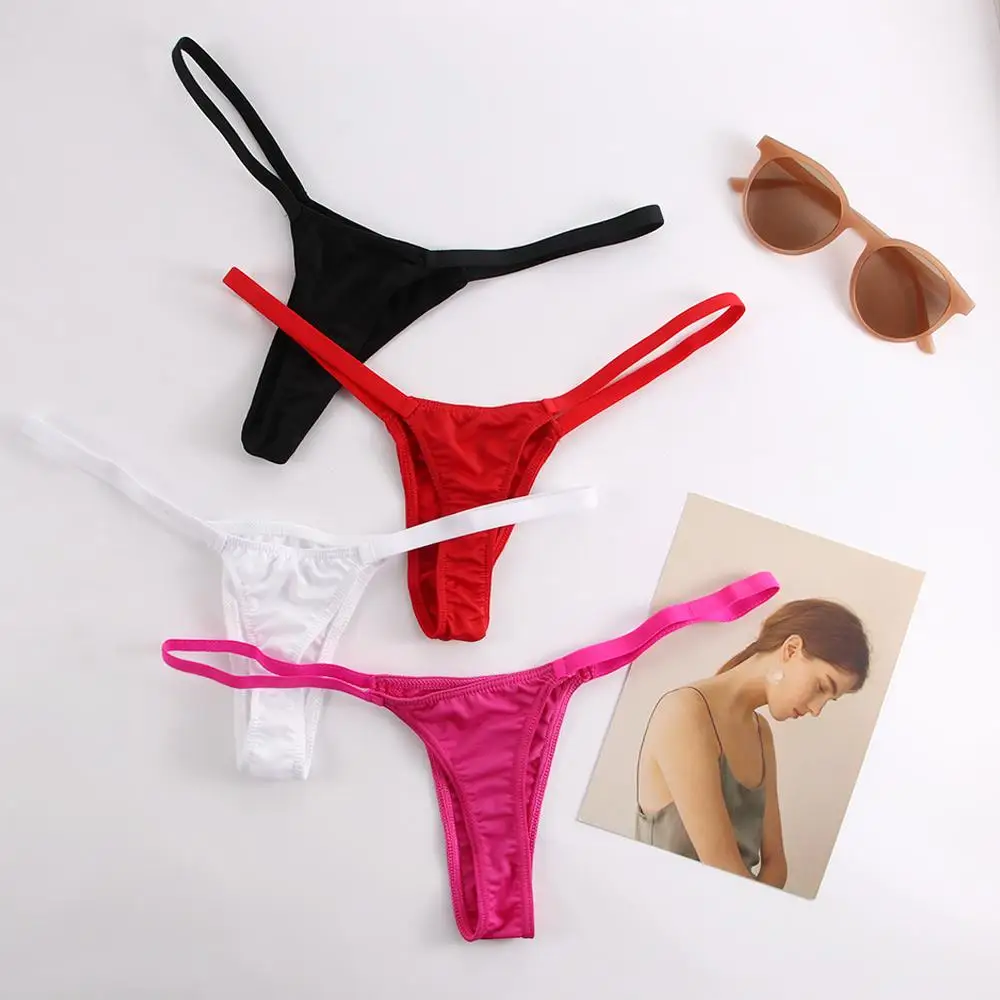 

Female Briefs Milk Silk Cotton T-Back Elastic Women Panties Sexy Lingerie Cotton G-String Sexy Thong