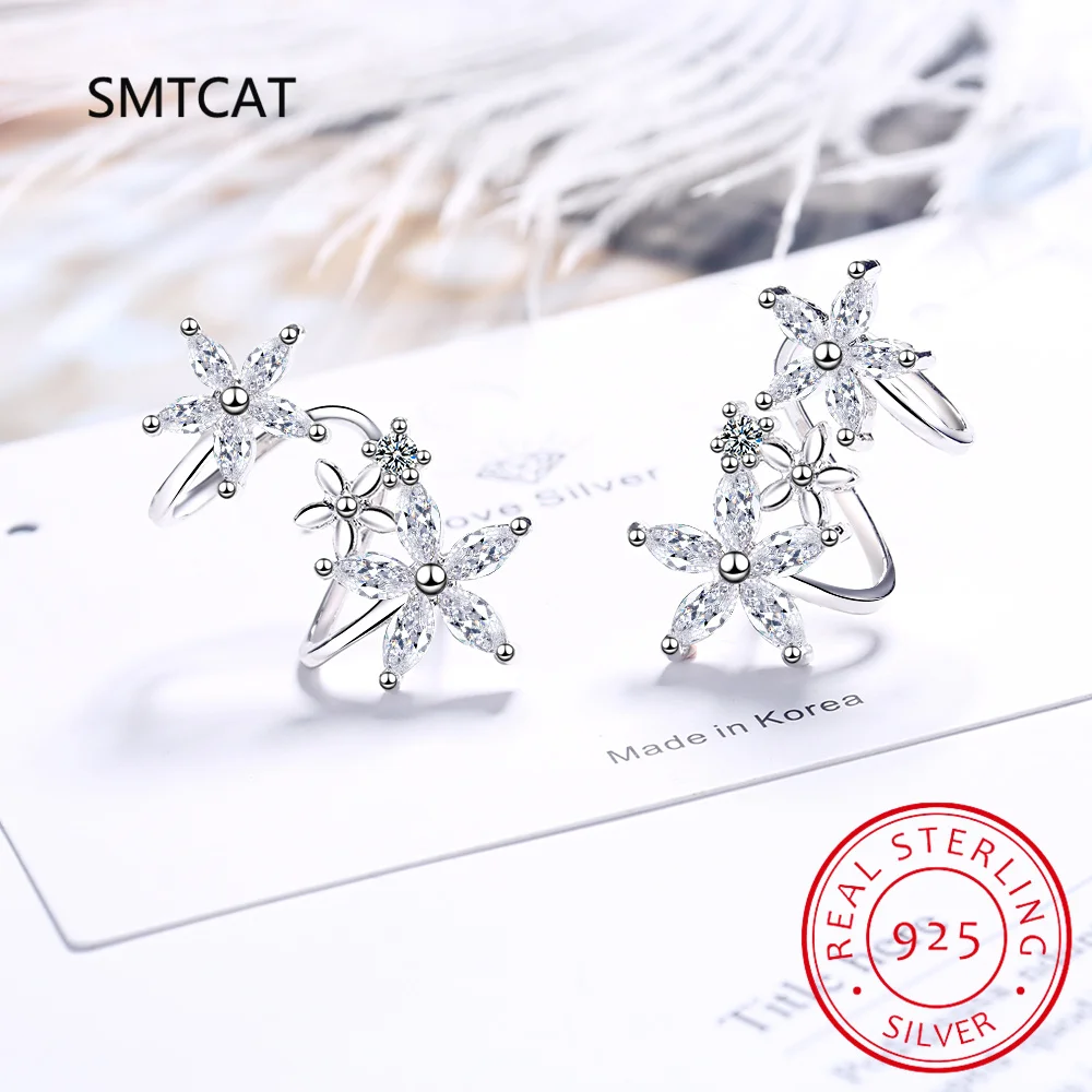 

Marquise Cut All Moissanite Flower Earrings for Women 925 Sterling Silver Floral Style Cluster Earrings Jewelry Anniversary Gift