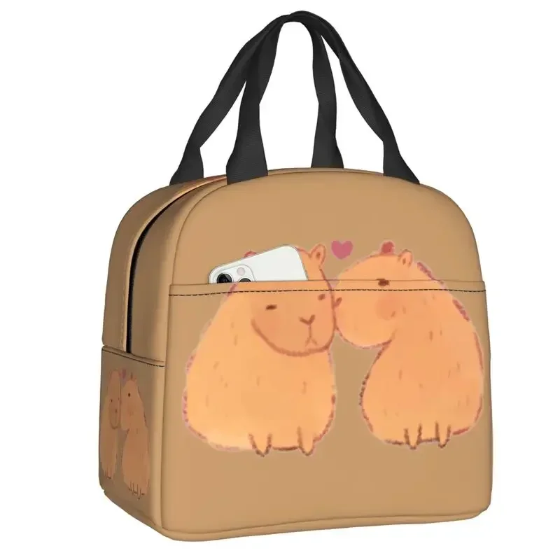 Cute Capybaras In Love Insulated Lunch Bag for Outdoor Picnic Thermal Cooler  Box Women Kids Food Container Tote Bags