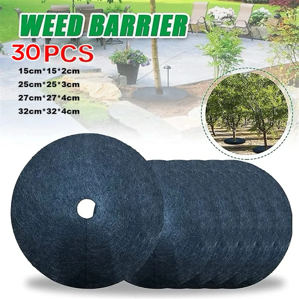 

30PCS Non-Woven Reusable Tree Weed Control Barrier Protector Mat Eco-Friendly Root Protector Felt Cushion Gardening Fabric