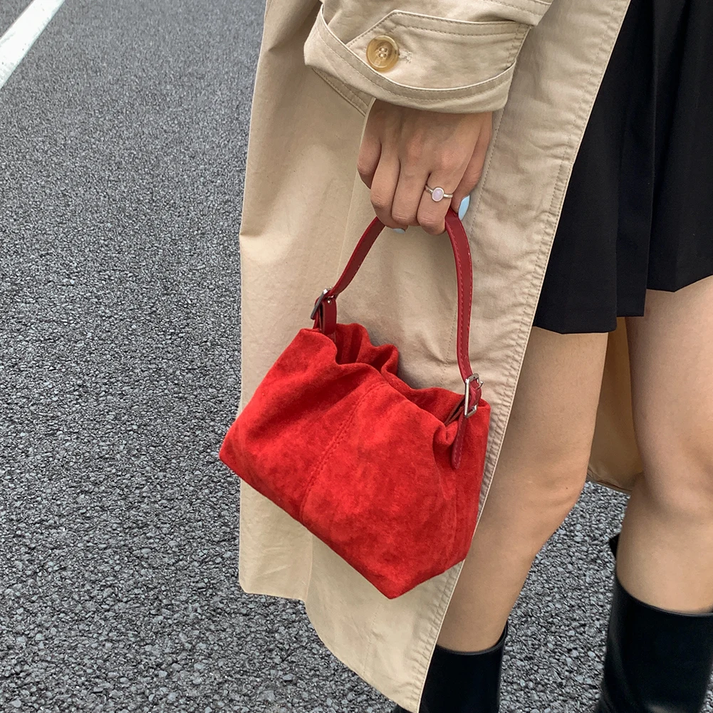 

Women PU Leather Crossbody Bag W/ Adjustable Strap Women Suede PU Leather Drawstring Top Handle Bag Tote Handbag for Travel Work