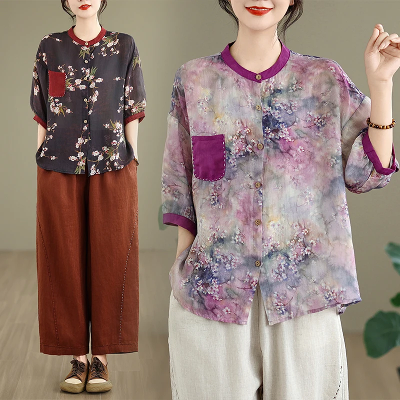 

Новый летний свободный топ в стиле пэчворк с принтом и эластичной резинкой на талии, тяжелые рабочие брюки, комплект из двух предметов, женская одежда Mommy Sle