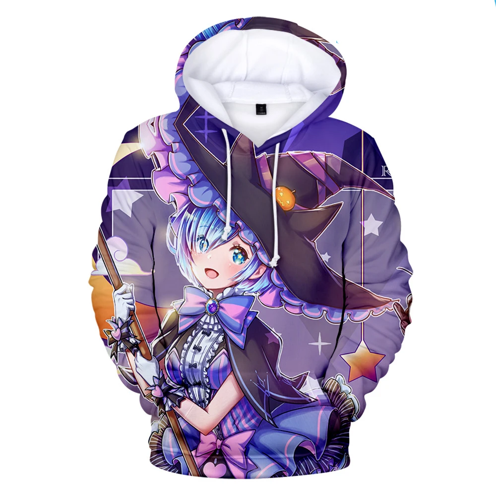 High Quality 3D Print Re:zero-INFINITY 3D Hoodie Pullovers Boys/girls Cute Emilia 3D Hoodie Pullover Multicoloured Men/women Clo