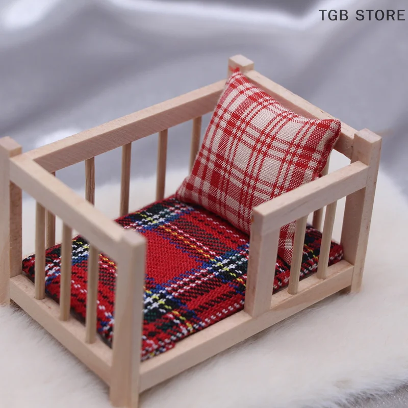 1:12 Babybedje Bed Babybedje Meubels Model Miniatuur Decor Speelgoed Poppenhuis Accessoires