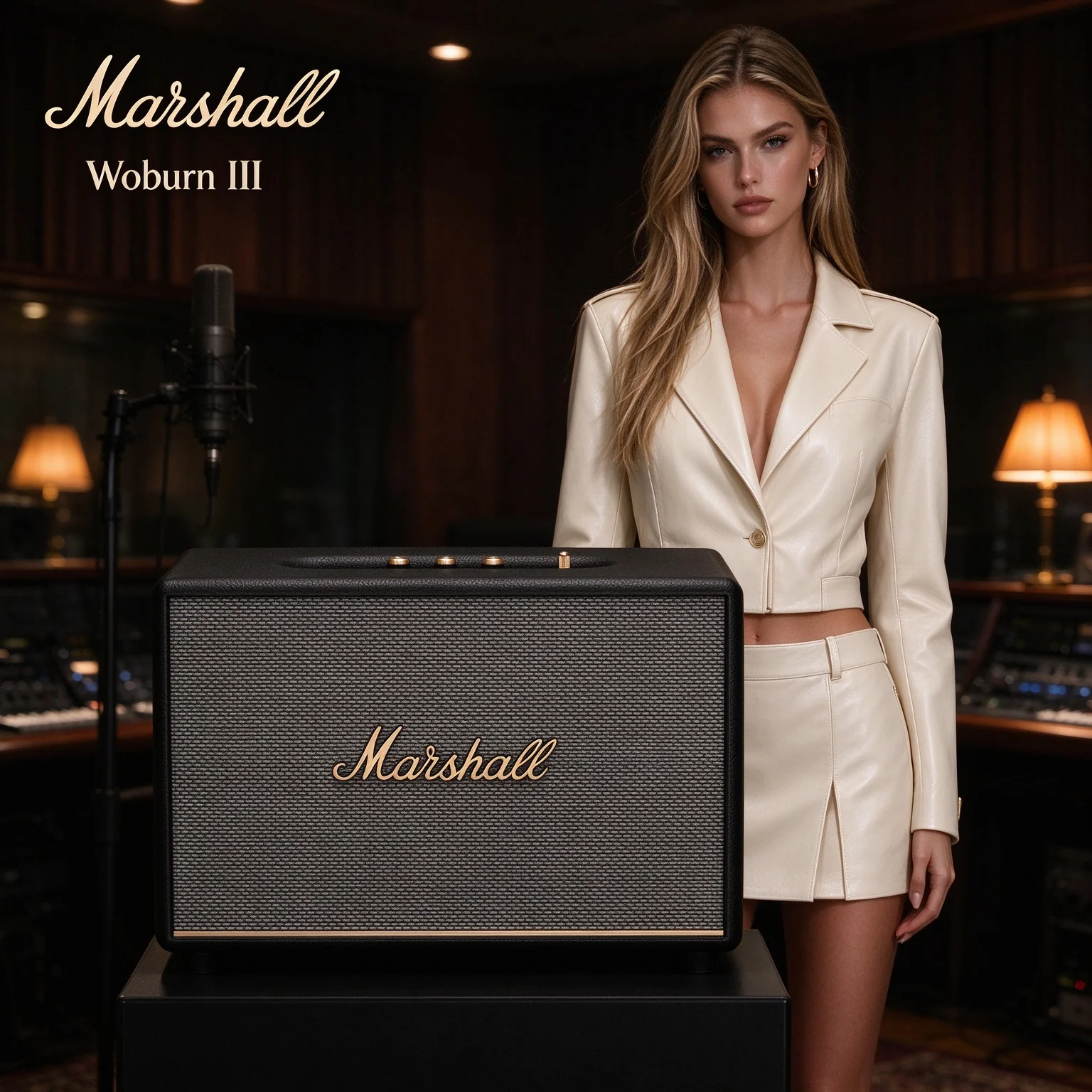 Marshall Woburn III Classic Stereo Speaker, Dynamic Loudness Technology, Bluetooth 5.2, Analog Controls & Multi Source Playback