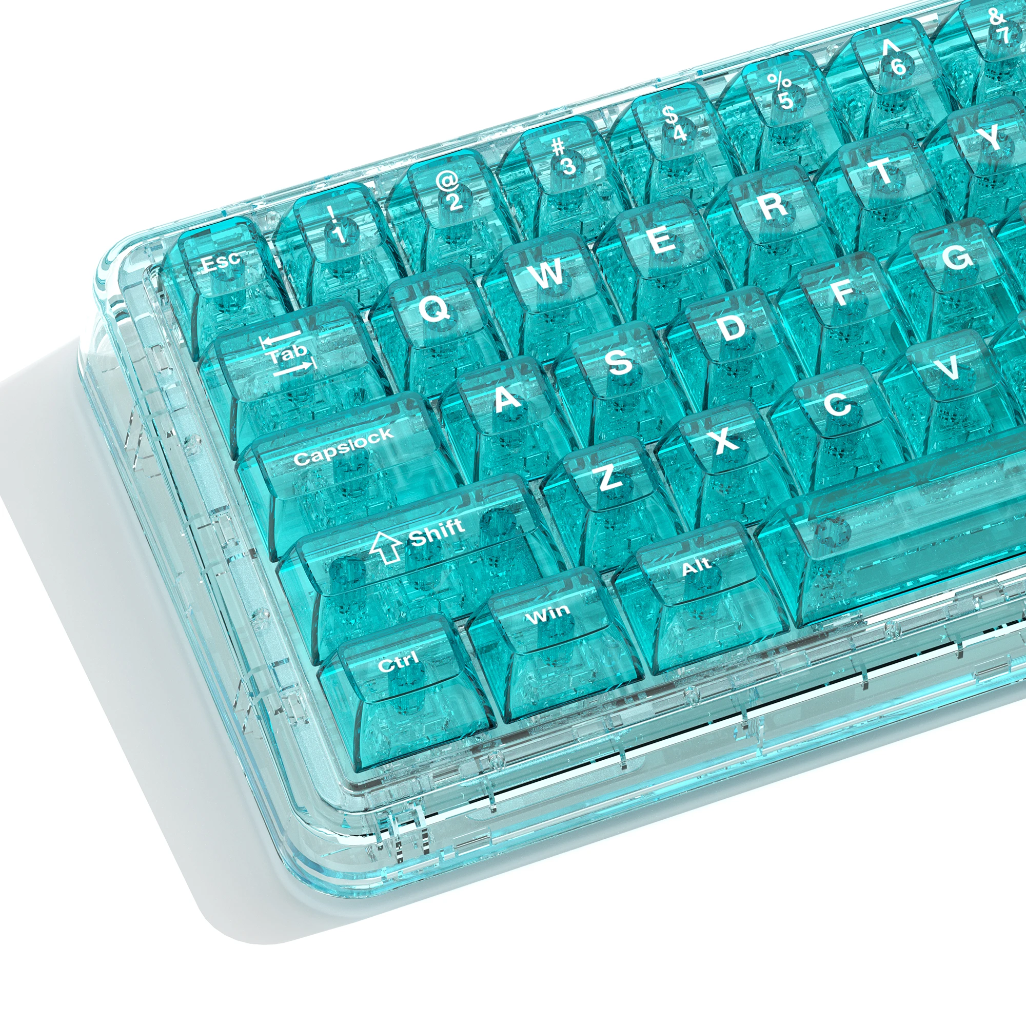 115 Keys Cyan Transparent Clear Keycaps Crystal Ceramic PC Keycap RGB Shine Through Key cap MDA Profile for MX Switch Keyboard