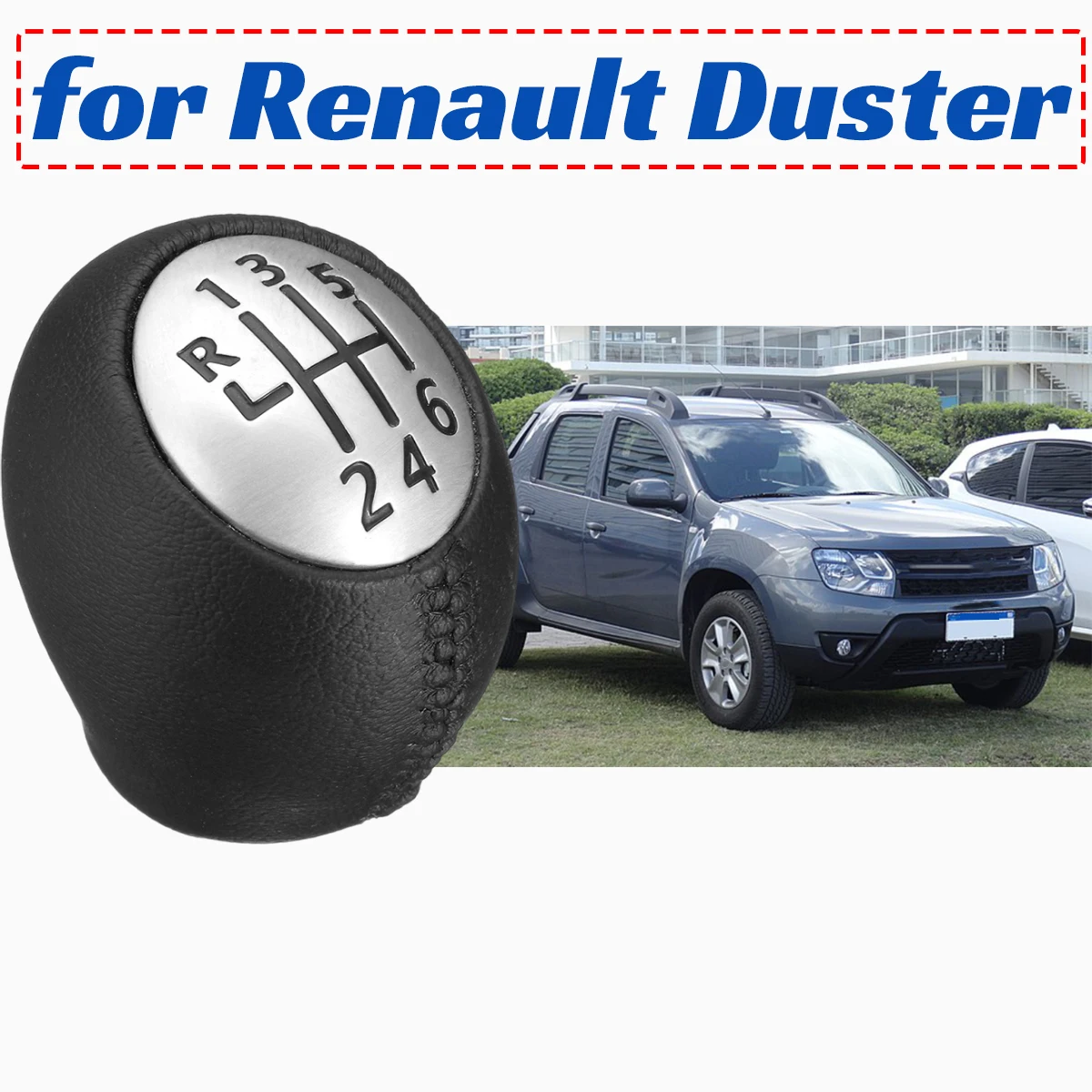 

6 Speed Gear Shift Knob Head for Renault Duster Stick Lever Pen Handball Replace Pu Leather 2010-2016 Shifter Gloss Matt Parts