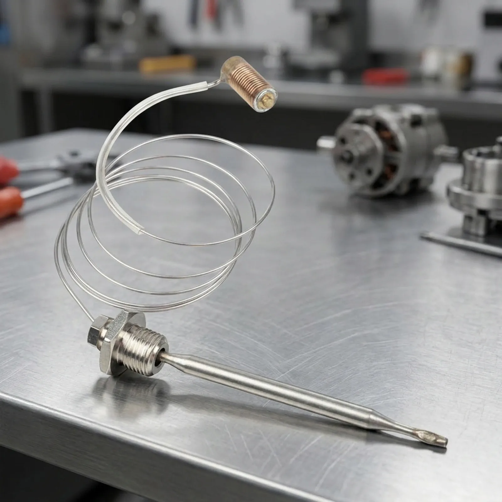 710 Gas Fryer Sensor Valve for Accurate Temperature Monitoring 140-210C Range Capillary .24mm Sensing Bulb 6mm Dimensions