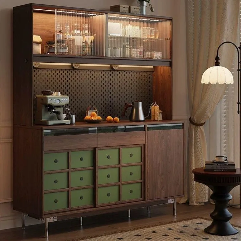 Simple solid wood dining side cabinet integrated against the wall medieval storage locker household living room storage cabinet