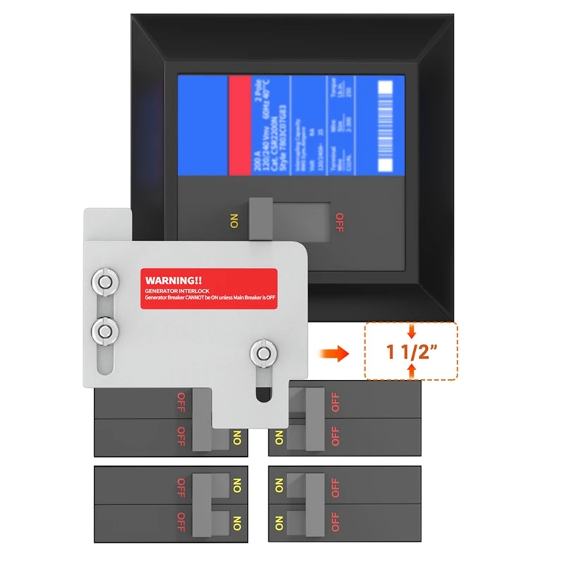 Kit de bloqueio de gerador para martelo de corte Eaton CH série 150 e 200 Amp com disjuntor TAN, intertravamento elétrico horizontal