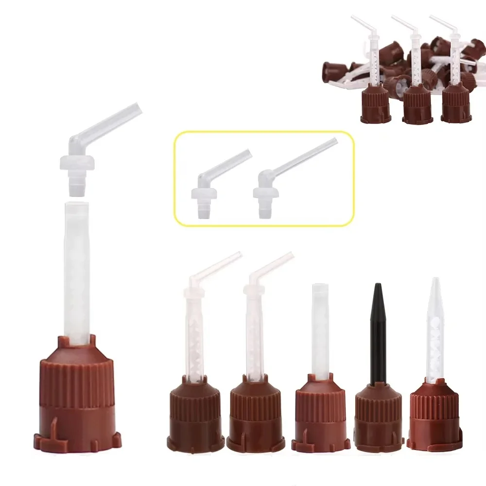 

﻿ 50Pcs/Bag Brown Dental Silicone Rubber Mixing Head 1:1 Ratio Mixing Tubes Dental Impression Materials Dental Consumables