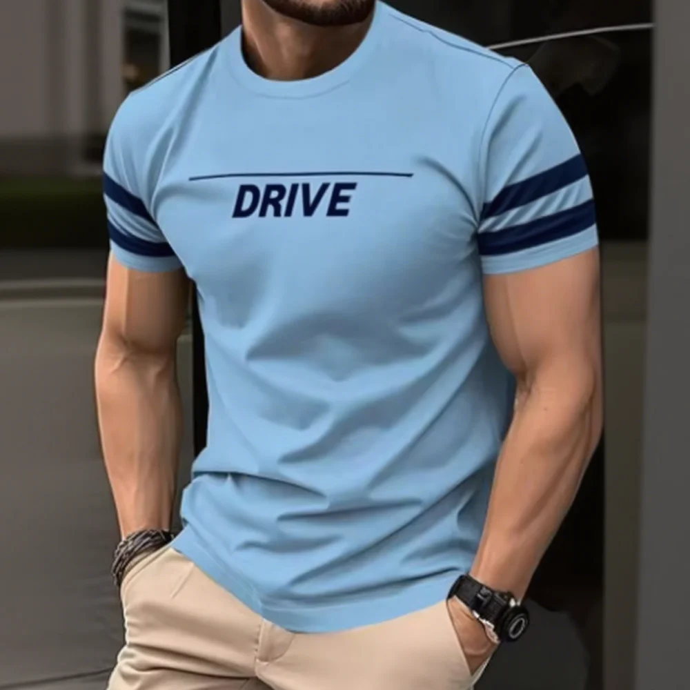 

Простая модная мужская футболка в полоску с надписью, футболки с графическим рисунком для мужчин, трендовая летняя модная футболка с 3D принтом, свободная мужская одежда Y2k