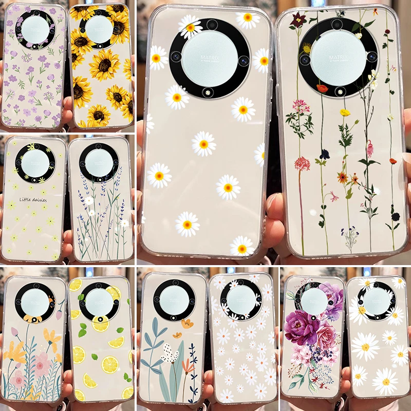 For Honor X8 4G X6 X6S X8 X9a Magic5Lite X9b Magic6 Lite 5G X6a X8b X8a X7a X6b 50Lite Mate20 Pro Flowers And Plants Clear Cover