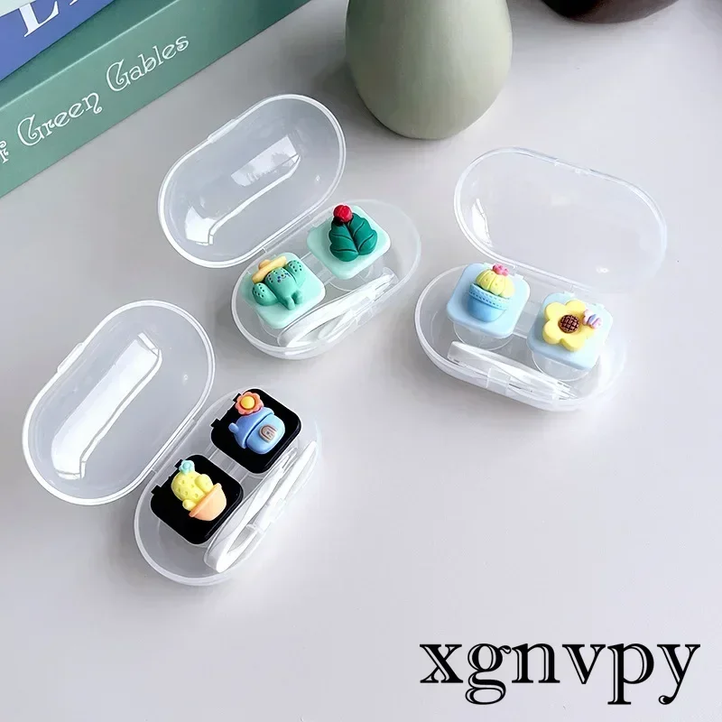 Xgnvpy Contact Lens Case Mini Compact Clamshell Press Contact Lens Storage Companion Box Double Box 2 Pieces Can Be DIY