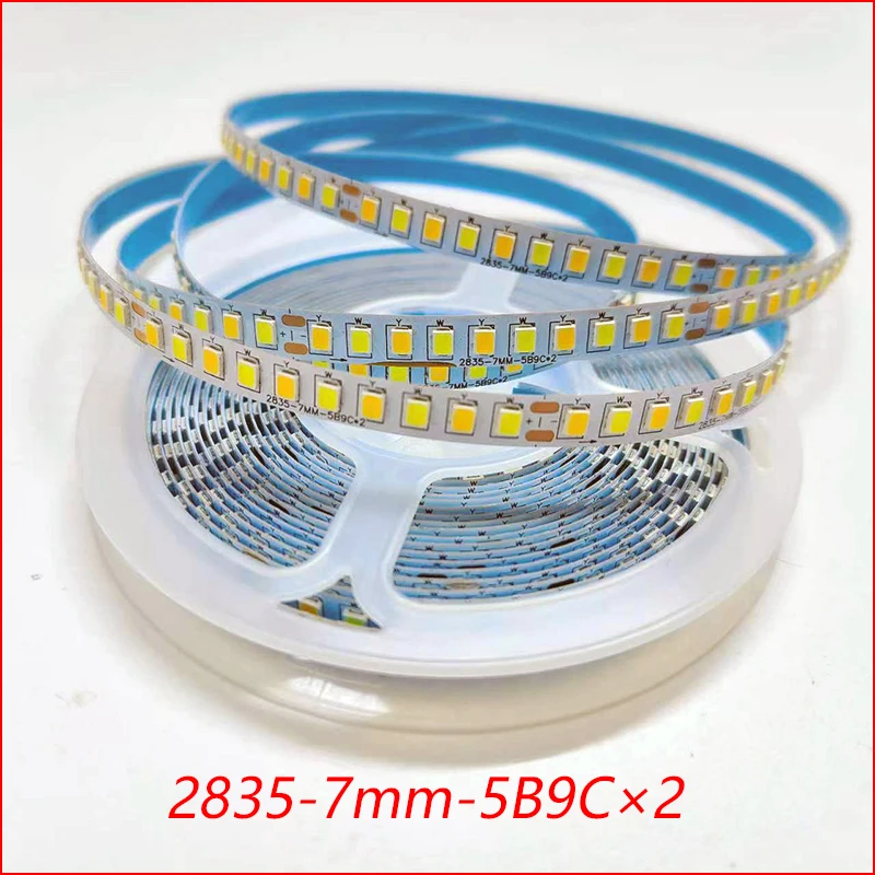 (ข้อต่อบัดกรี2) 2835-7mm-5B9C 5เมตร × 2 180D กระแสไฟคงที่3สีแถบไฟ LED 18W × 2/เมตรไฟเส้น LED 3000K + 6500K