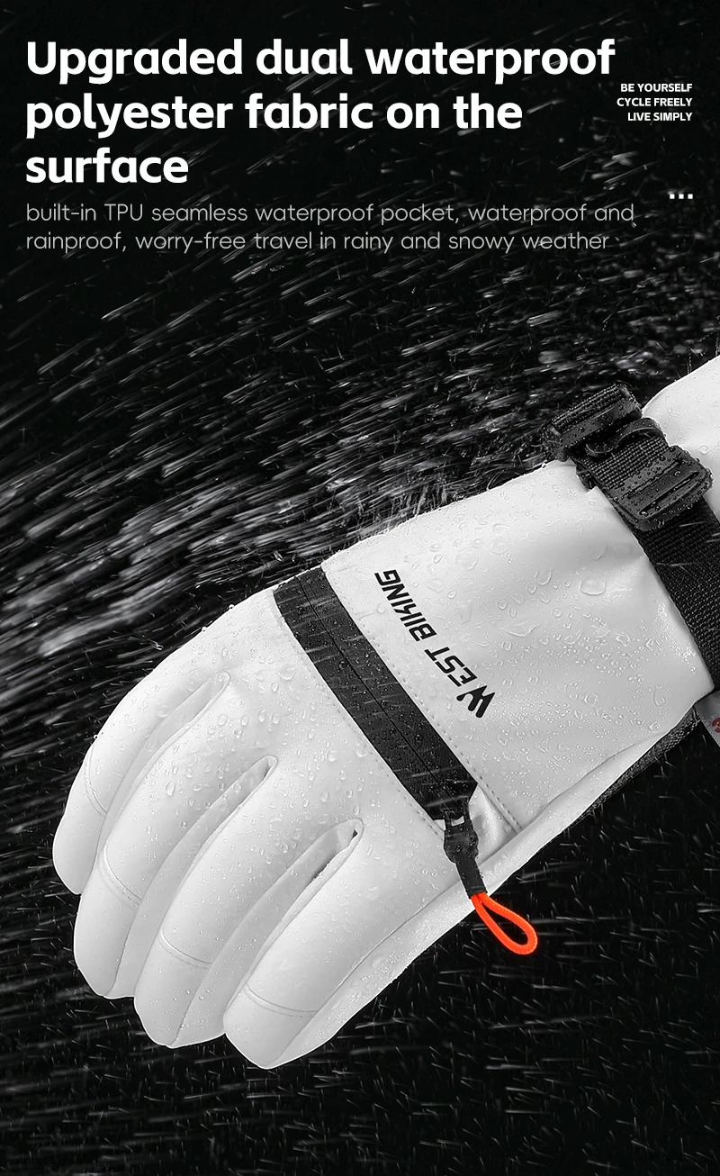 WEST BIKING Skihandschuhe Wasserdicht Dickes Fleece Thermische Winter-Fahrrad-Motorradhandschuhe Touchscreen-fähig Rutschfest Warme Handschuhe für Männer und Frauen – Detail 10
