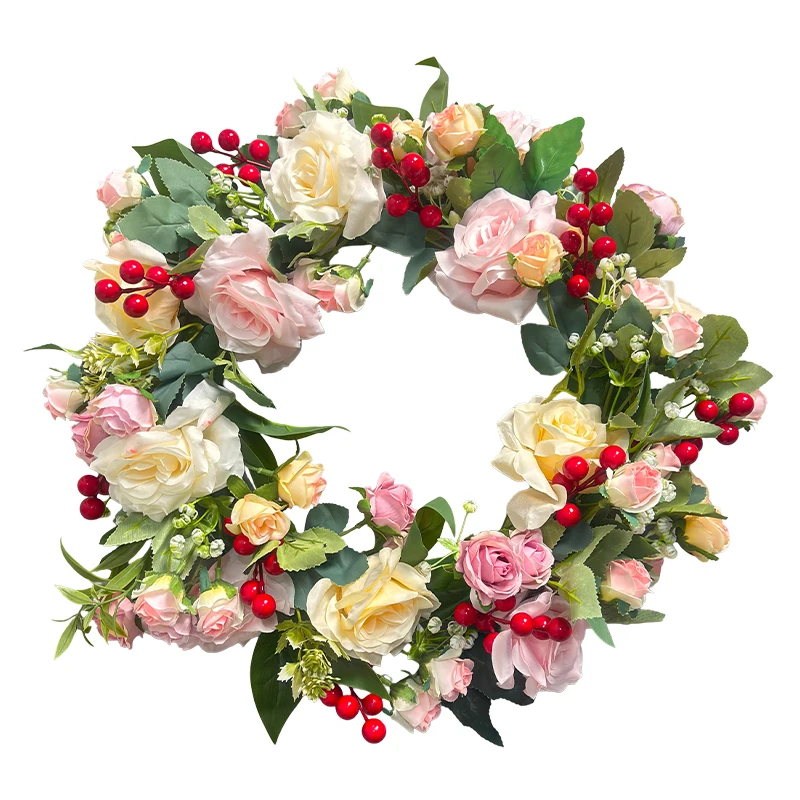 

Cross-Border New Artificial Flower Pastoral Style Wreath Indoor and Outdoor Decoration Wedding Birthday Family Scene Arrangement