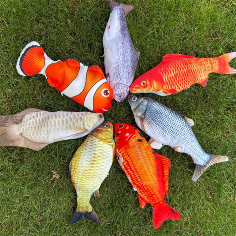 Pet Soft Plush USB Charger Fish Cat 3D Simulation Dancing Wiggle Fish Toy Pet Interaction Supplies Cat Favors Kitten Accessories