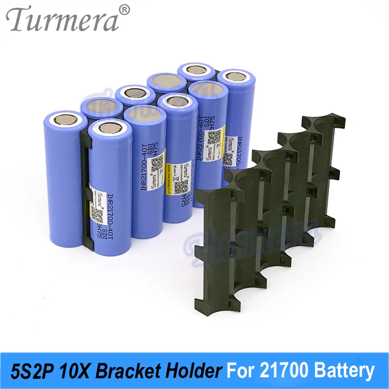 Turmera 10 peças 10x 5s2p 21700 suporte 21700 suporte de bateria espaçador montar para 36v 48v bicicleta elétrica ou uso de baterias de scooter