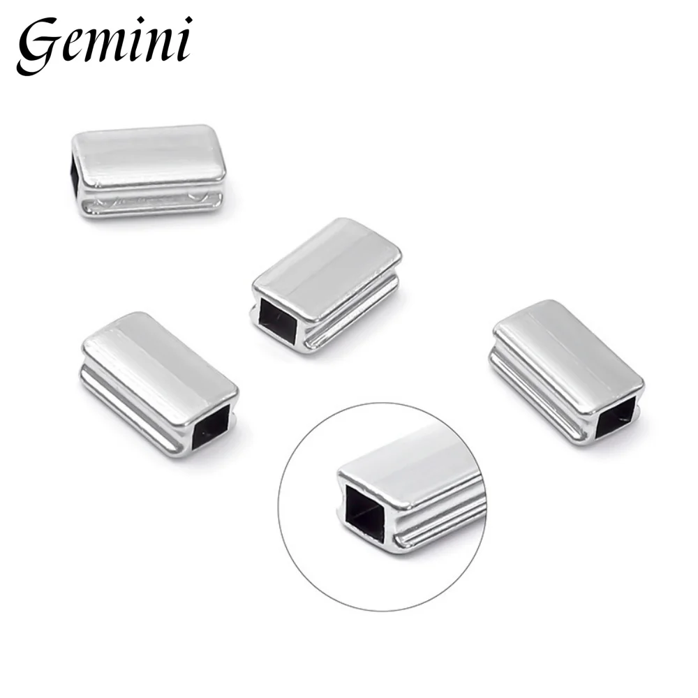 

10Pcs 316L Stainless Steel Small Hole Beads Metal Slider Charm Spacer Beads for Bracelet Jewelry Making Rectangle Beads Supplies