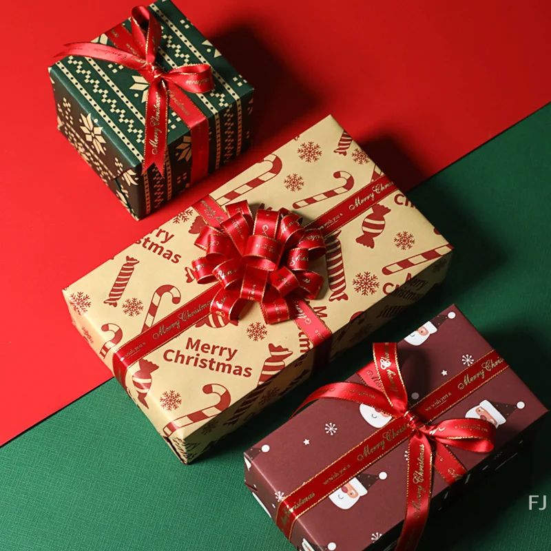 [YU]100cm×70cm Christmas Wrapping Paper Christmas Eve Gift Box Decoration Paper Children's Christmas Vintage Kraft Paper