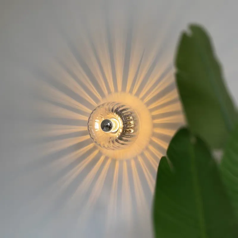 

LED Glass Luo Color Wall Lamp Modern Simple Bedroom Study Hallway Balcony Antique Sunflower Light and Shadow Art Decor Lighting