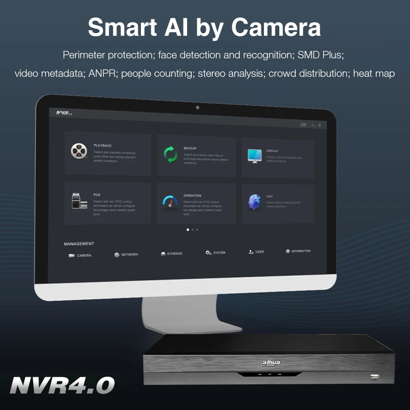 Dahua NVR4104HS-EI NVVR4108HS-EI NVR4116HS-EI 4/8/16CH Compact 1U 1HDD WizSense Network Video Recorder Smart Ai Camera Security