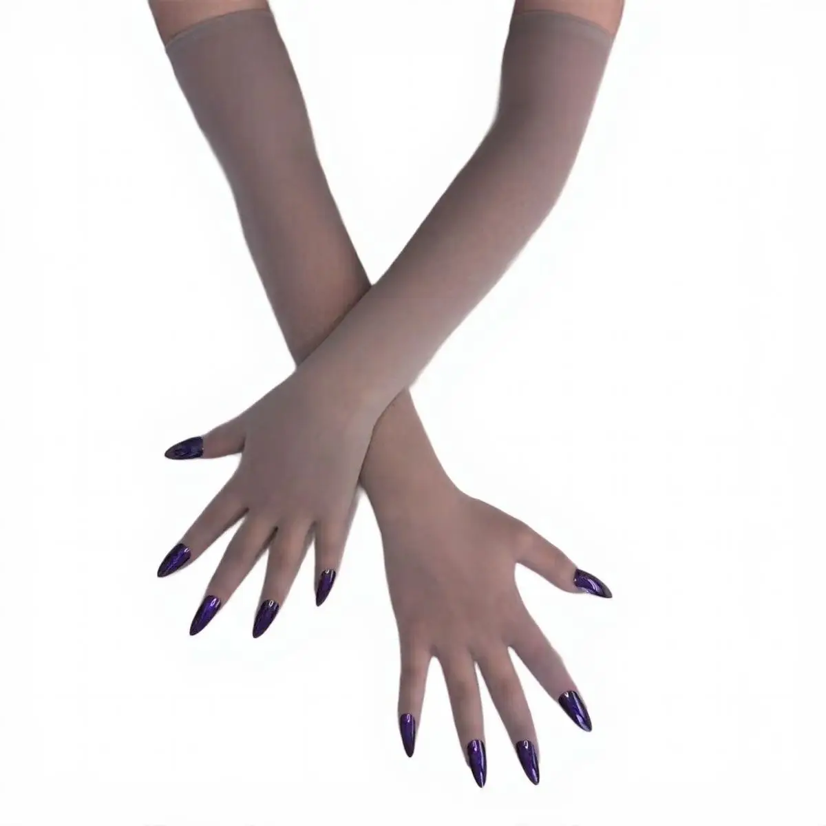 Ultra-Thin Seamless Gloves, Halloween Long Nail Ghost Gloves, Cosplay Long Performance Prop Costumes, Chameleon Claw Gloves